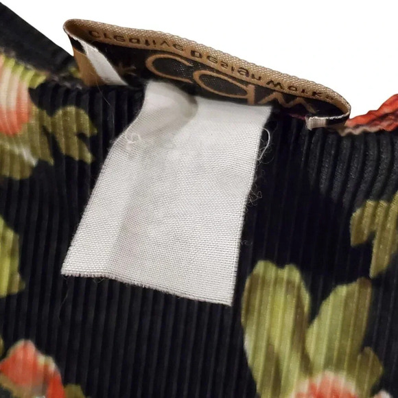 Vintage 90s Y2K CDW Black Red Floral Pleated Sleeveless Shell Blouse Top L - Picture 13 of 13